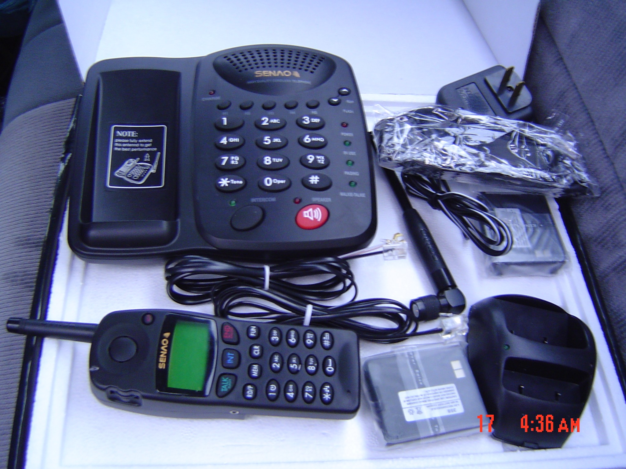 SENAO SN-358 Long Range Distance Cordless Telephone with handset plus org case 